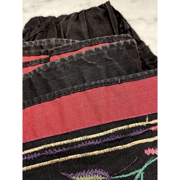 Vtg Embroidered Boho Maxi‎ Skirt Black Sz Small Tie Waist Liz Wear - Picture 14 of 14